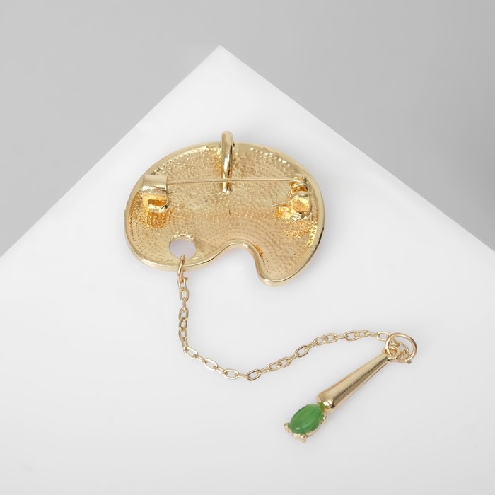 Брошь-кулон &laquo;Палитра&raquo; с кистью, цветная в золоте