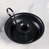 Подсвечник металлический "Тарелочка", на одну свечу, 14.2 х 6.5 см, черный