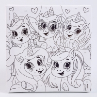 Картина по номерам для детей &laquo;Единорожки-друзья&raquo;, 15 х 15 см