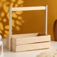 Кашпо деревянное двуреечное с ручкой 27х14х24,5см натуральные Кашпо деревянное двуреечное с ручкой 27х14х24,5см натуральные