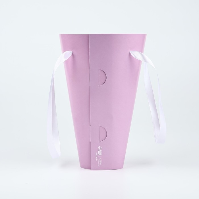 Пакет для цветов конусный круглый складной на лентах &laquo;Для тебя&raquo;, 15 х 23.3 х 7.5 см