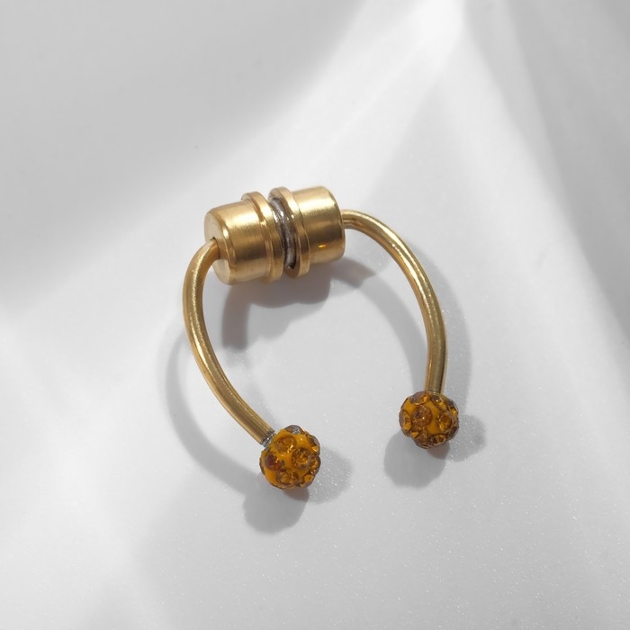 Пирсинг в нос (фейк для септума) со сменными насадками, на магните, L=17 мм, цвет золото