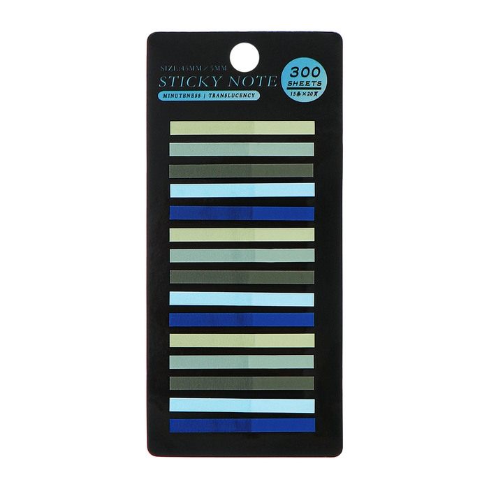 Блок-закладка с липким краем пластик 20л х 15 штук, 5 цв. син/зел, 45мм х 4мм  CALLIGRATA