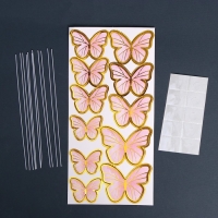 Набор топперов &laquo;Бабочки&raquo; 10 шт., цвет розовый