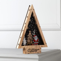 Светодиодная фигура &laquo;Дед Мороз и олень&raquo; 19 &times; 30 &times; 4.5 см, дерево, батарейки АААх2 (не в комплекте), свечение тёплое белое