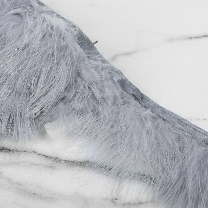 Тесьма с перьями марабу, 8-10 см, 5 &plusmn; 0,5 м, цвет серый