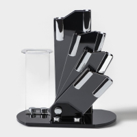 Набор кухонный на подставке Доляна &laquo;Симпл&raquo;, 5 предметов: ножи 7,5 см, 10,5 см, 13 см, 15 см, овощечистка, цвет фиолетовый