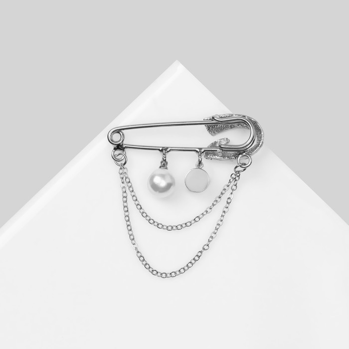 Булавка &laquo;Классик&raquo;, 5 см, цвет радужно-белый в серебре