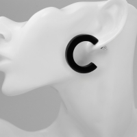 Серьги-кольца &laquo;Дуга&raquo;, цвет чёрный, d=3 см