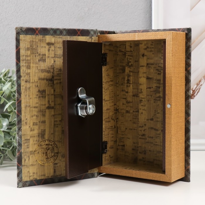 Сейф-книга дерево кожзам "Ретро фотоаппарат с цветами" 21х13х5 см