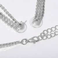 Набор 2 предмета: серьги, колье &laquo;Лёд&raquo; дорожка с лесенкой, цвет белый в серебре, 39 см