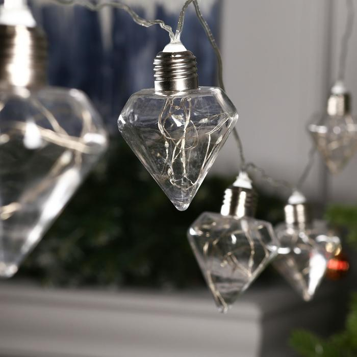 Гирлянда &laquo;Нить&raquo; 3 м с насадками &laquo;Лампочки кристалл&raquo;, IP20, прозрачная нить, 80 LED, свечение синее, 8 режимов, 220 В