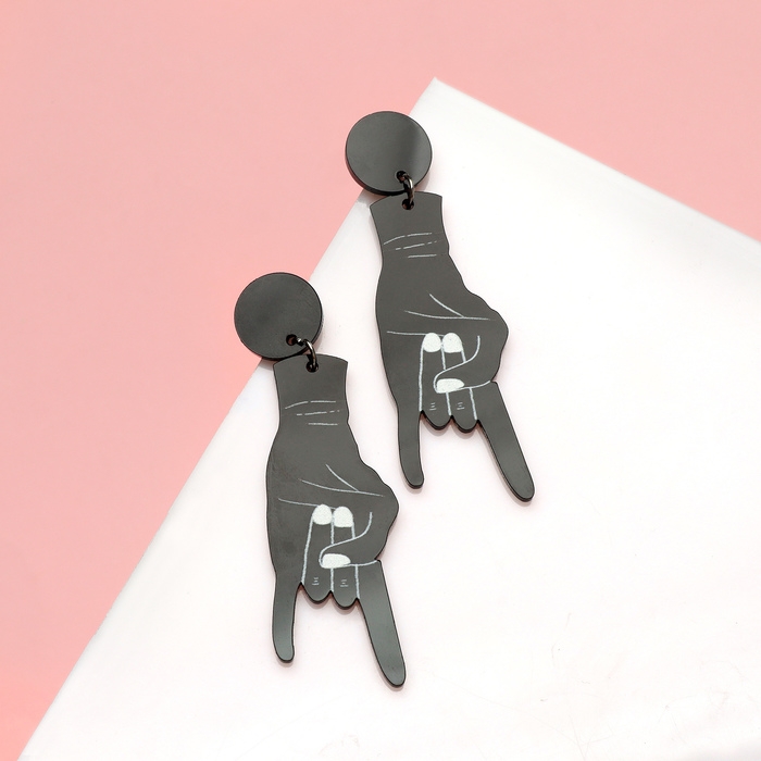 Серьги акрил &laquo;Рок&raquo;, цвет чёрно-белый в серебре