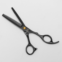 Ножницы филировочные с упором &laquo;Premium&raquo;, загнутые кольца, лезвие &mdash; 6 см, цвет чёрный