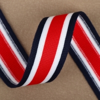 Тесьма трикотажная лампас 25 мм, 9,1 ± 0,5 м, цвет красный/белый/тёмно-синий Тесьма трикотажная лампас 25 мм, 9,1 ± 0,5 м, цвет красный/белый/тёмно-синий