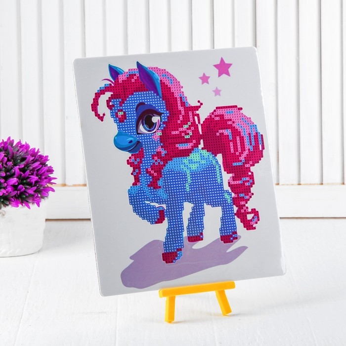 Алмазная вышивка &laquo;Пони&raquo;, с частичным заполнением, с подставкой, 21 &times; 25 см