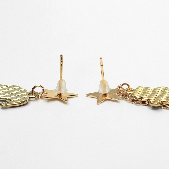 Новый год! Серьги &laquo;Новогодние&raquo; снеговик с носком, цветные в золоте