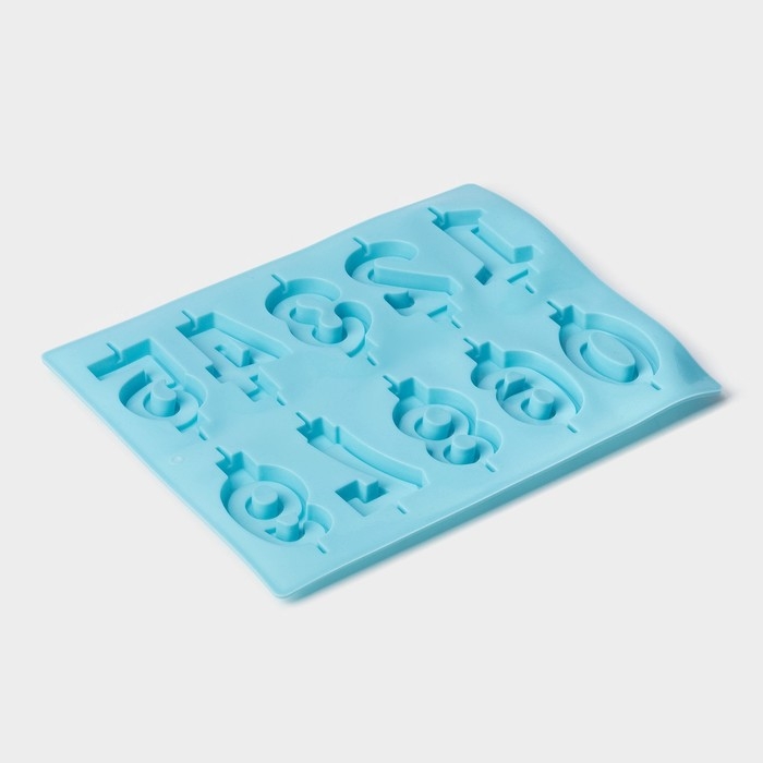 Форма для шоколада Доляна &laquo;Цифры&raquo;, силикон, 26&times;21 см, 10 ячеек (7&times;4 см), цвет МИКС