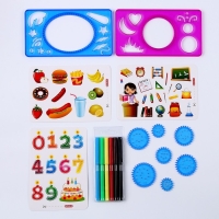 Трафареты-спирограф &laquo;Космос&raquo;, набор 2 шт., 6 шт. фломастеров