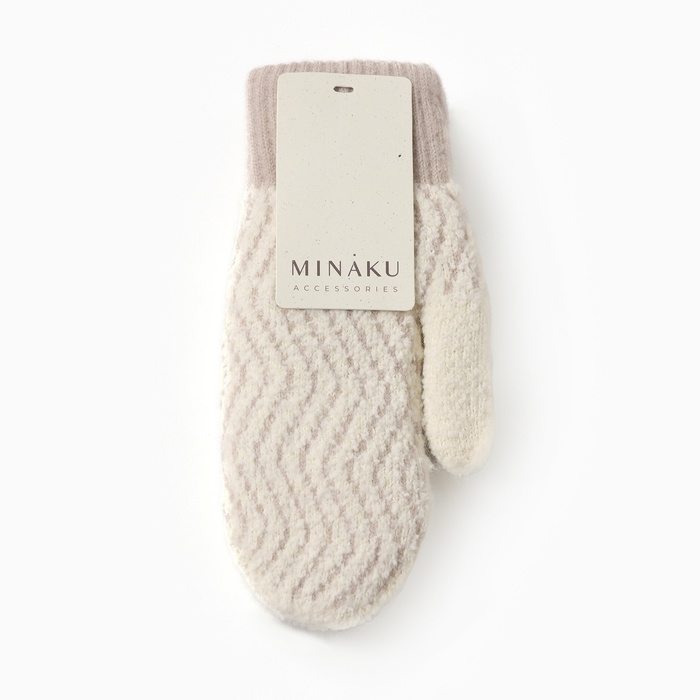 Варежки женские MINAKU, цвет молочный, 24 см Варежки женские MINAKU, цвет молочный, 24 см