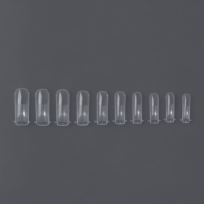 Верхние формы для наращивания в контейнере, 100 шт, мягкий квадрат, цвет прозрачный