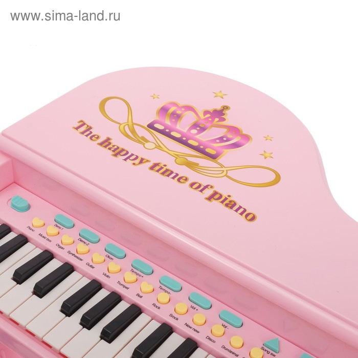 Пианино &laquo;Розовая мечта&raquo; с микрофоном и стульчиком, световые и звуковые эффекты