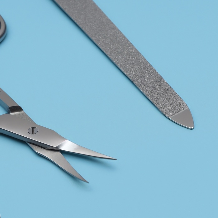 Набор маникюрный, 2 предмета, на блистере, цвет серебристый/чёрный, SIS-13