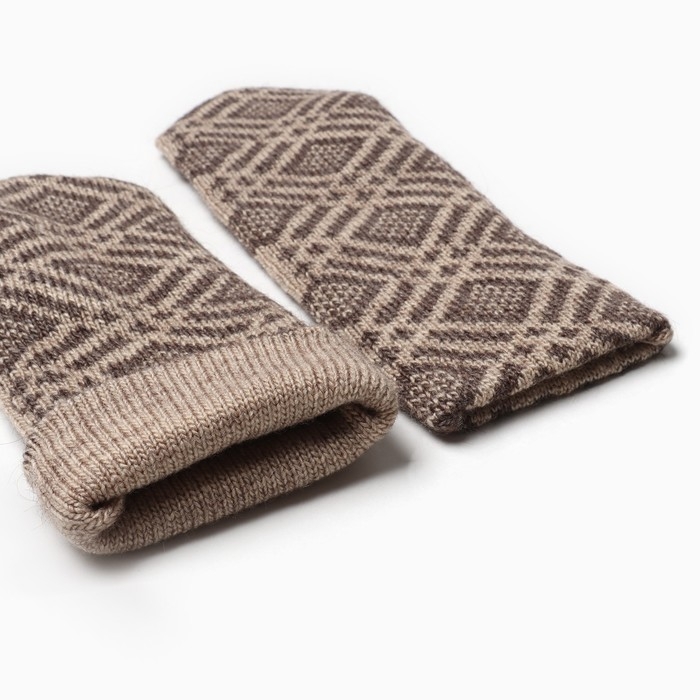 Варежки женские, цвет бежевый, размер 18