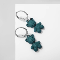 Серьги &laquo;Мишки&raquo; плюшевые, цвет зелёный в серебре