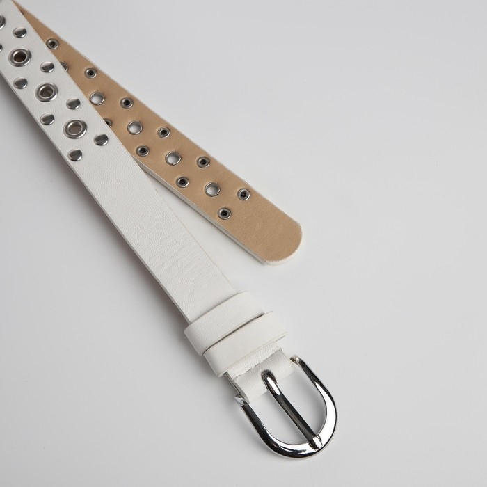 Ремень женский, ширина 2.3 см, люверсы, пряжка металл, цвет белый Ремень женский, ширина 2.3 см, люверсы, пряжка металл, цвет белый