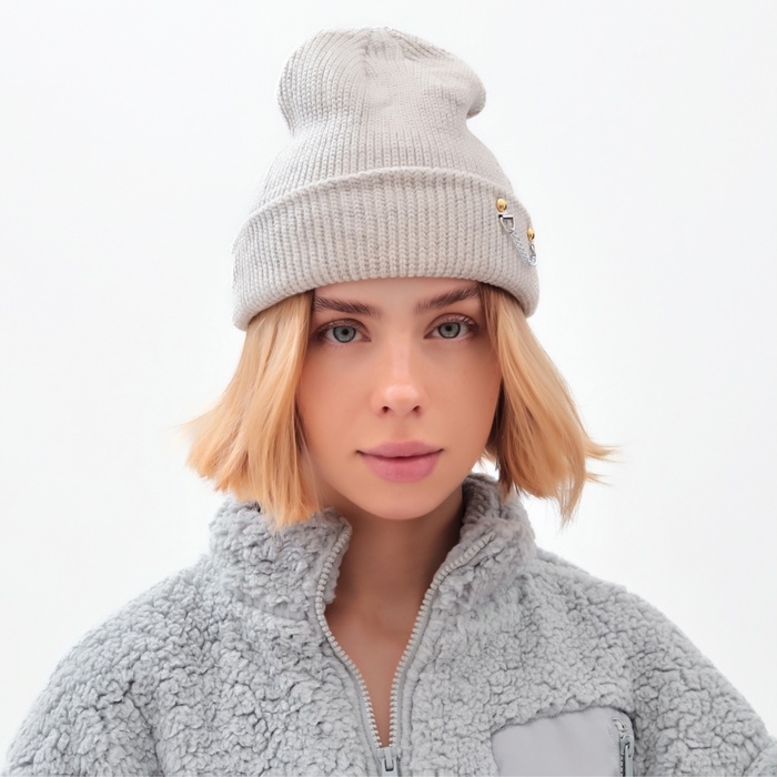 Шапка женская MINAKU, цвет серый, р-р 56-58 Шапка женская MINAKU, цвет серый, р-р 56-58