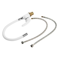 Смеситель для кухни ZEIN Z5973, гибкий силиконовый излив, картридж 40 мм, латунь, белый