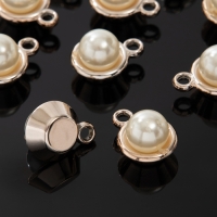 Концевик-подвеска «Жемчуг» шарик 2,1×1,6×1,5 см, (набор10 шт.), цвет белый в золоте Концевик-подвеска «Жемчуг» шарик 2,1×1,6×1,5 см, (набор10 шт.), цвет белый в золоте