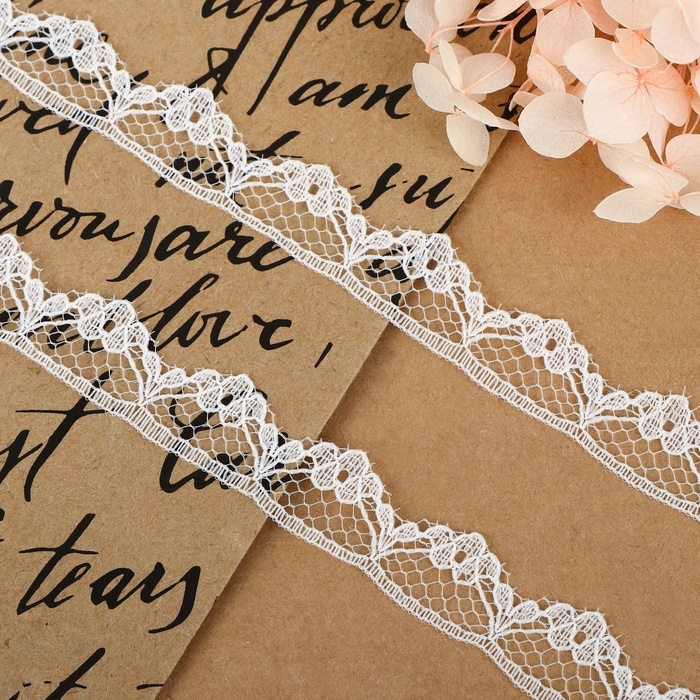 Кружево капроновое, 15 мм &times; 10 &plusmn; 1 м, цвет белый