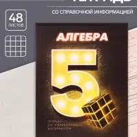 Тетрадь предметная 48 листов в клетку Calligrata &laquo;3D. Алгебра&raquo;, серые листы