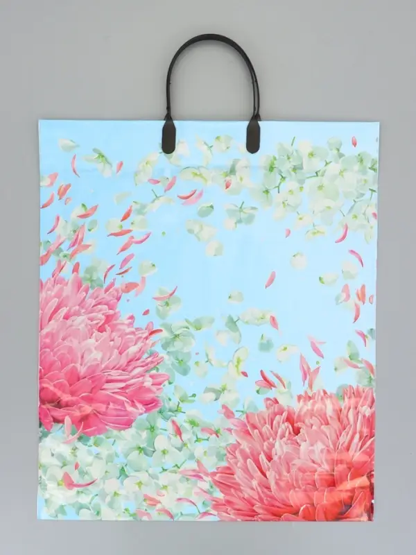 Пакет "Цветущий сад", полиэтиленовый с пластиковой ручкой, 38 х 45 + 3 см, 90 мкм