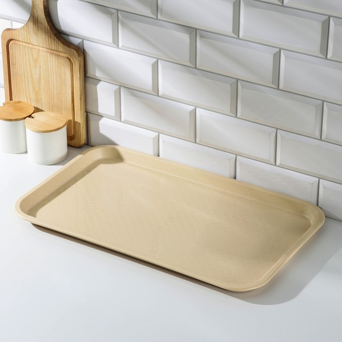 Поднос, 52,5&times;32,5 см, цвет бежевый