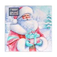 Новогодние салфетки бумажные Bouquet de Luxe &laquo;Дедушка Мороз&raquo;, 3 слоя, 24х24 см, 25 шт.