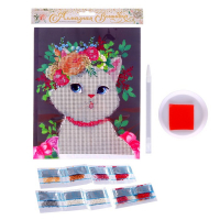 Алмазная мозаика с частичным заполнением на картонной основе &laquo;Милая кошечка&raquo;, 20 х 25 см