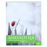 Тетрадь предметная 48 листов в клетку Calligrata, &laquo;Чёрное-белое. Биология&raquo;, обложка мелованная бумага, серые листы