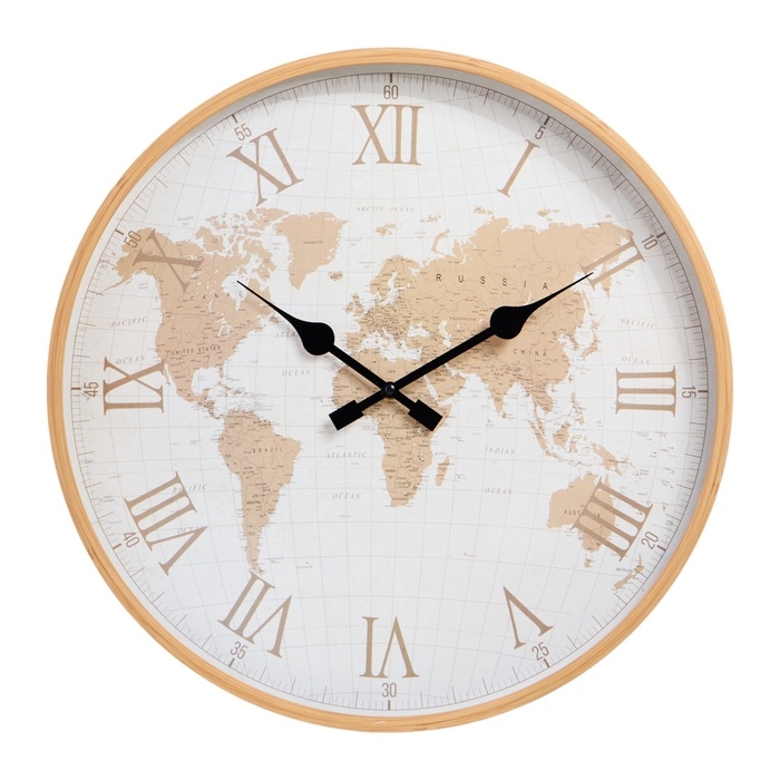 Часы настенные интерьерные &laquo;Карта мира&raquo;, плавный ход, циферблат d-50 см