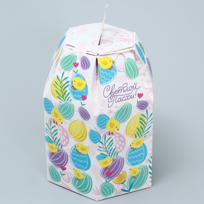Коробка кондитерская складная, упаковка &laquo;Поздравляю с Пасхой!&raquo;, Пасха, 8 х 8 х 21 см
