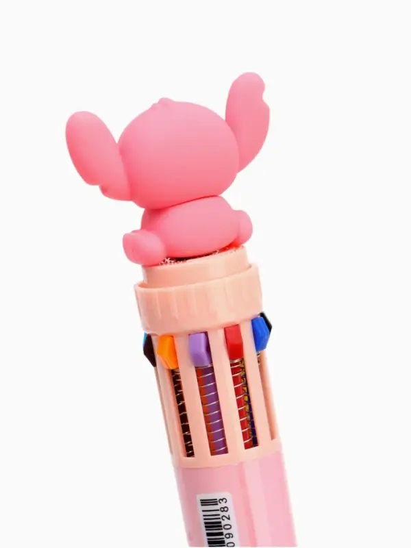 Ручка многоцветная 10 цветов Стич, розовый