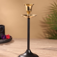 Подсвечник на 1 свечу "Да Винчи" латунь, черный с золотом 7х7х18 см Подсвечник на 1 свечу "Да Винчи" латунь, черный с золотом 7х7х18 см