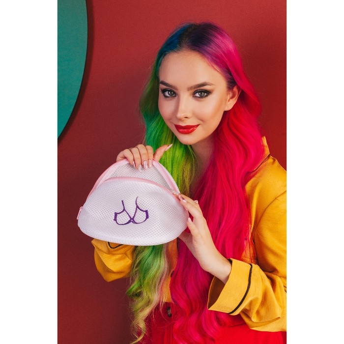 Мешок для стирки бюстгальтеров Доляна, 18&times;18&times;17 см, трёхслойный, крупная сетка, белый