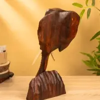 Сувенир "Голова слона" дерево Суар, 18х9х38 см, цв. тёмно-коричневый