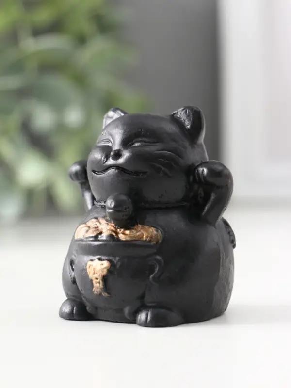 Фигура &laquo;Кот манэки-нэки&raquo;, 5.5&times;5&times;5 см, чёрная