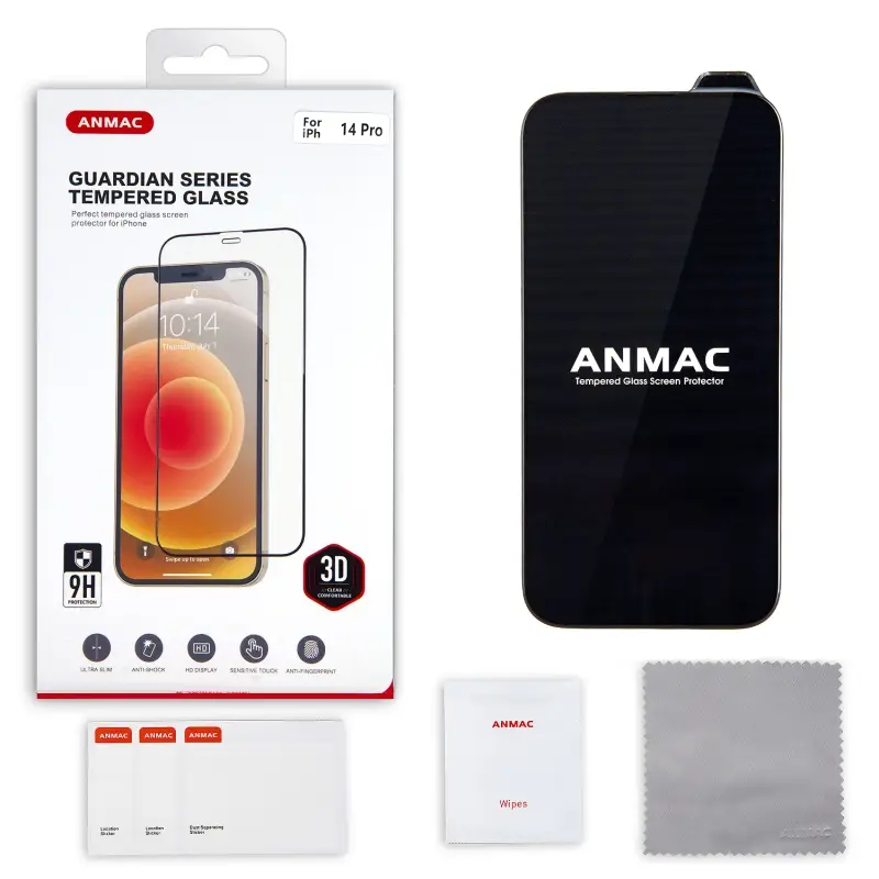 Защитное стекло iPh 14 Pro (6.1) 3D ANMAC черный Арт.1137409