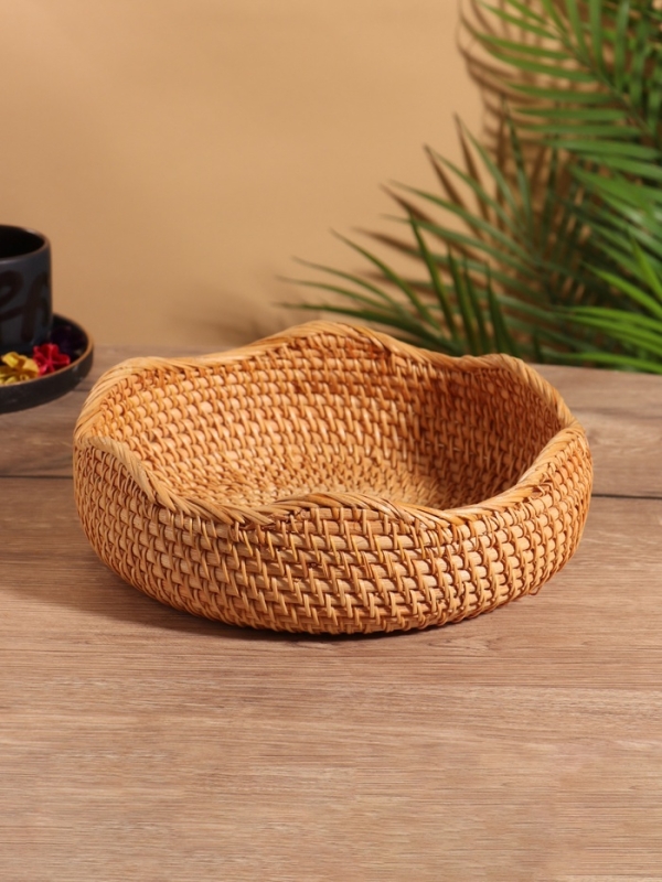 Корзина для фруктов плетёная 25х25х8 см, ротанг