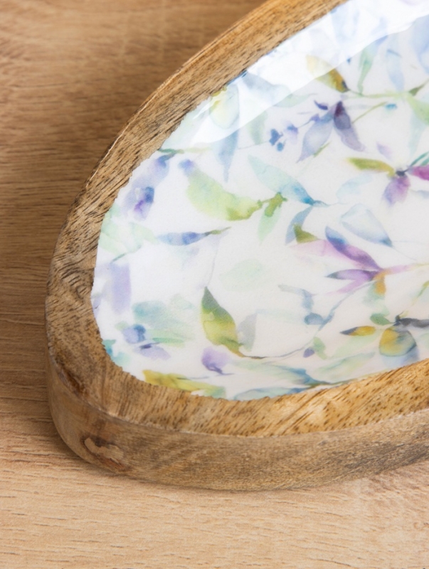 Блюдо в форме рыбки "Оттенки сирени" дерево манго 25,5х10х2 см